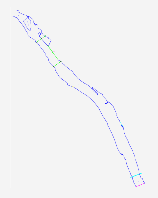River Route Topographic Survey and Section Plan DWG