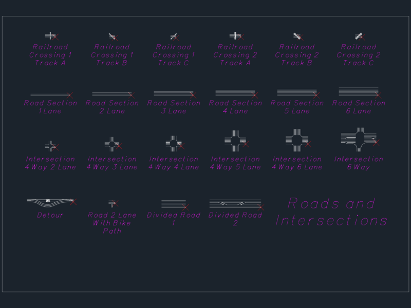 Road Section and Highway Intersection CAD Block Template