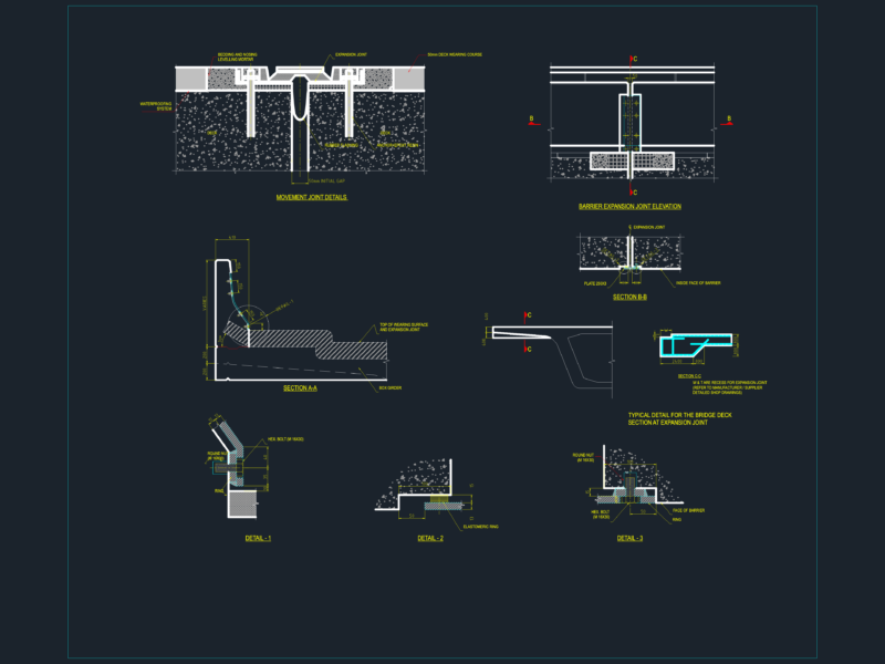 50mm Bridge Deck Expansion Joint Movement Details