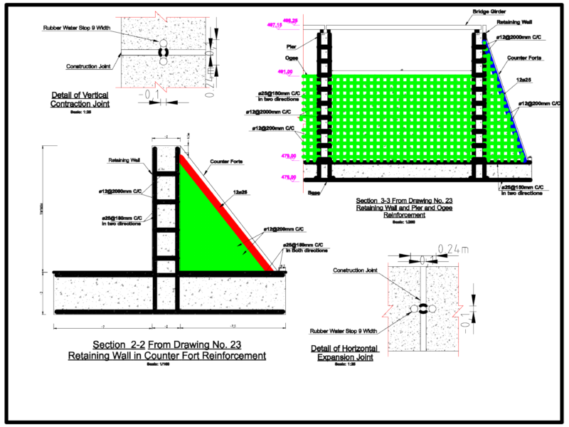 Retaining Wall Counterfort Reinforcement Detail