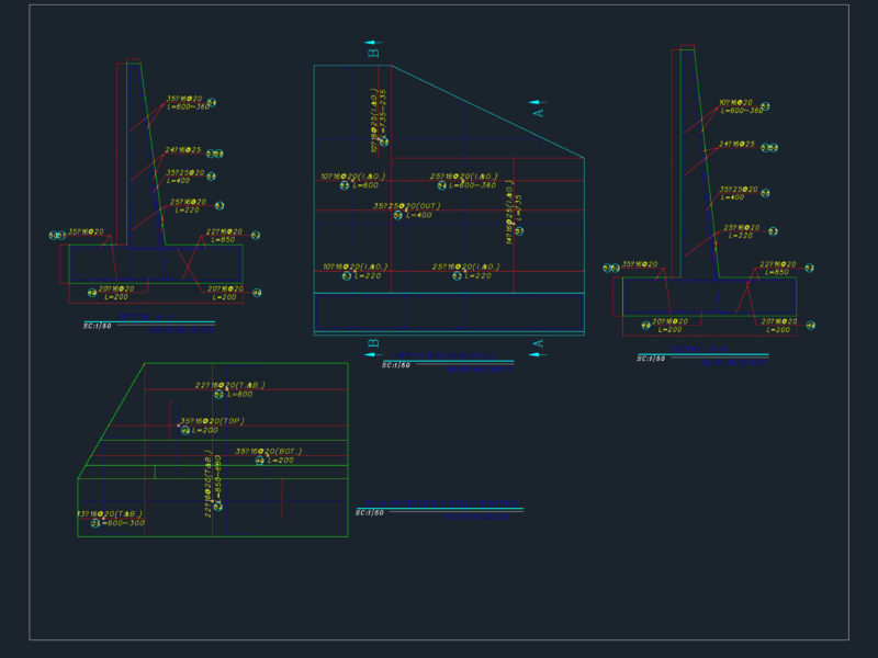 Bridge Retaining Wall Reinforcement Details DWG
