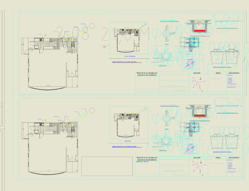 Sanitary and Water System Layout for Multipurpose Center DWG