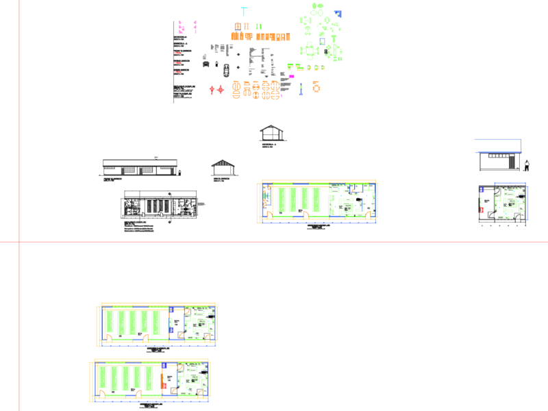 School Canteen Ground Floor Plan Elevations and Section Details