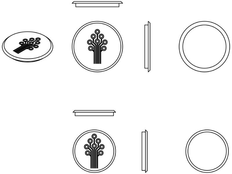 Circular cover plate with stylized tree pattern details