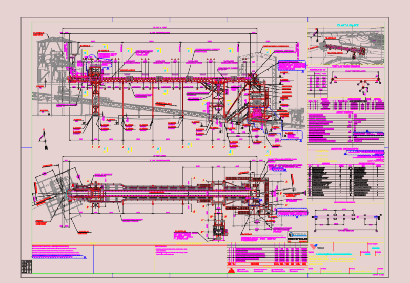 Iron Ore Belt Conveyor Plan and Profile Technical Drawing