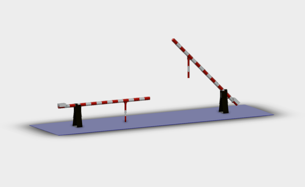 3D view of a double-sided metal safety barrier for roads and highways.