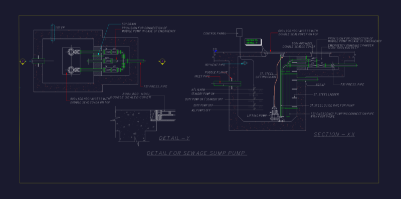 Sewage Sump Pump DWG