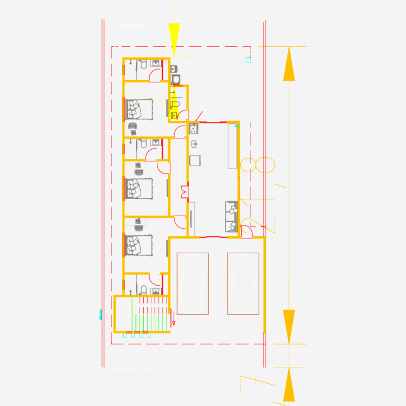 Single story residential house plan CAD