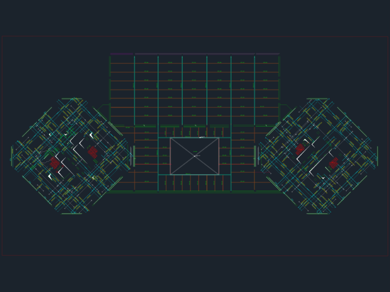 Slab reinforcement layout plan with structural steel sections