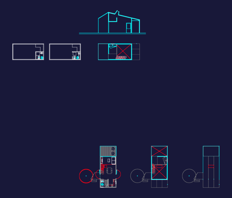 Small Residential Casita Plan with Sections and Elevations