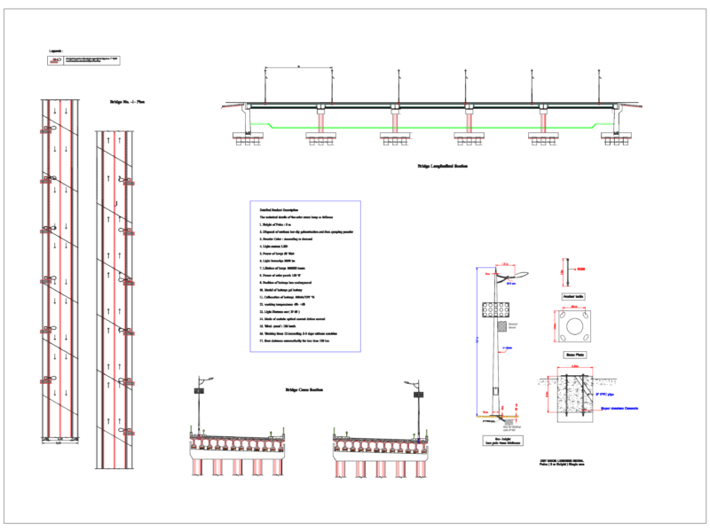 Solar Powered Bridge Lighting System Details and Sections