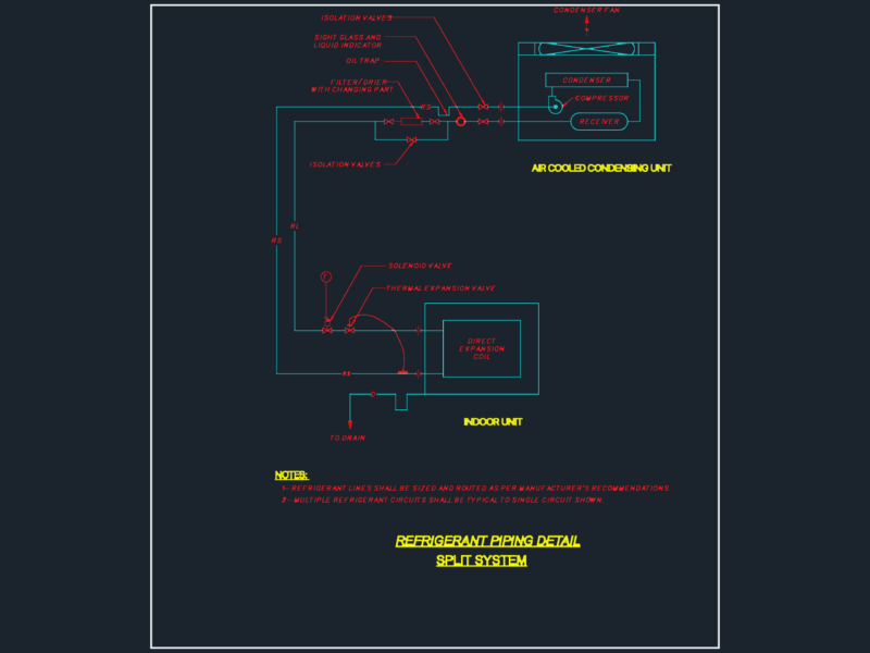 Split System Refrigerant Piping Detail
