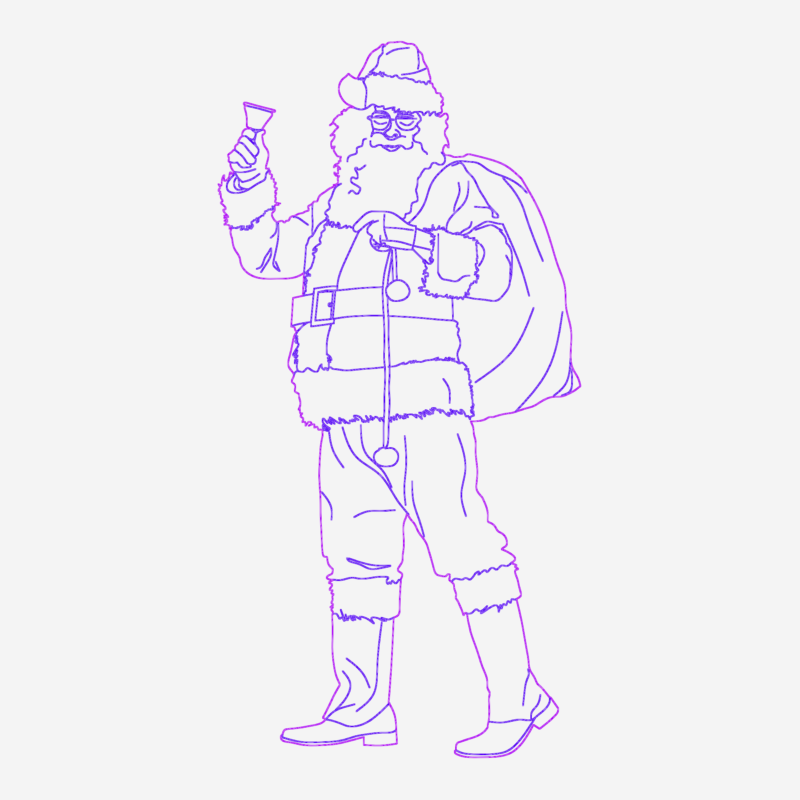 Standing Santa Claus Figure Carrying Large Bag Of Gifts