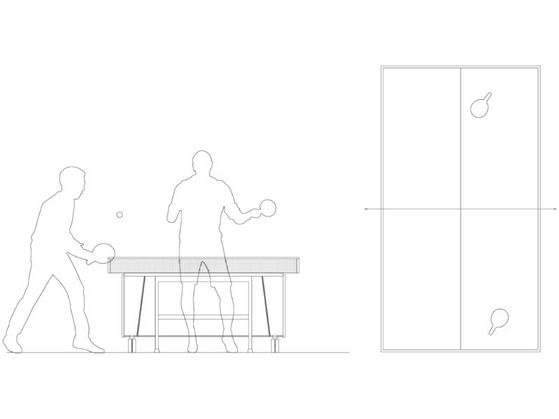 Table Tennis Ping Pong Table and Player Elevation Blocks