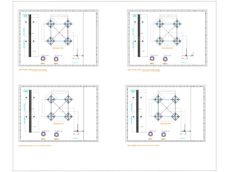 Telecom tower foundation layout plan with pile details