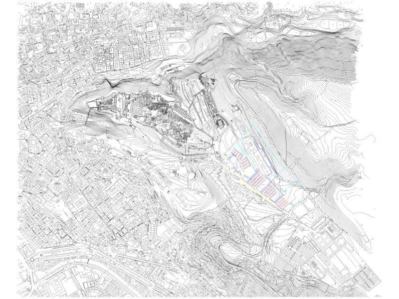 Topographic Urban Layout Of Granada With Dedicated Truck Parking