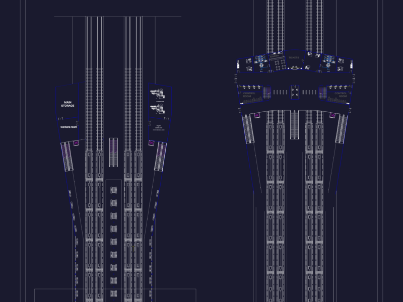 Train Station Project DWG with Ground and First Floor Plans