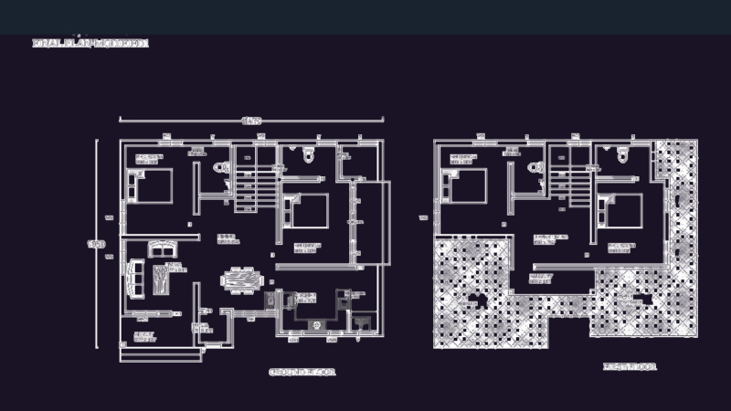 Two Story Residential House Ground And First Floor Layout Plans