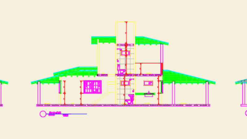 Two-Story Residential House Project with Sections and Elevations