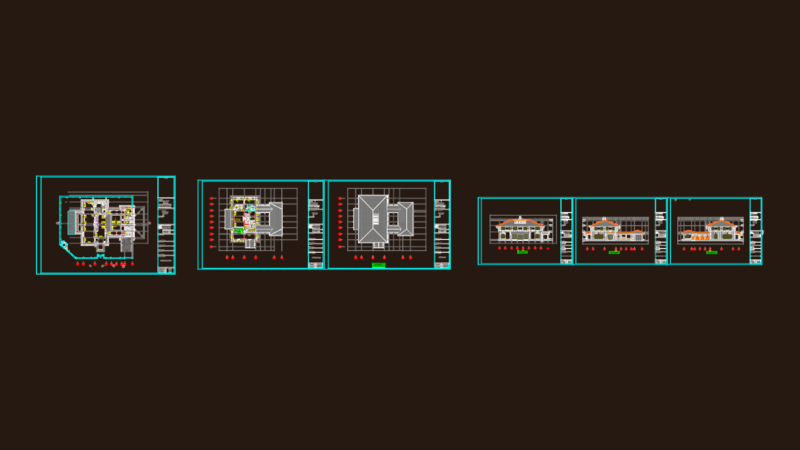 Two-Story Villa Architectural Set DWG with Floor Plans and Elevations