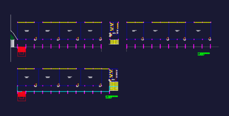 2D architectural floor plans for a two-story university classroom block showing room layouts and dimensions.
