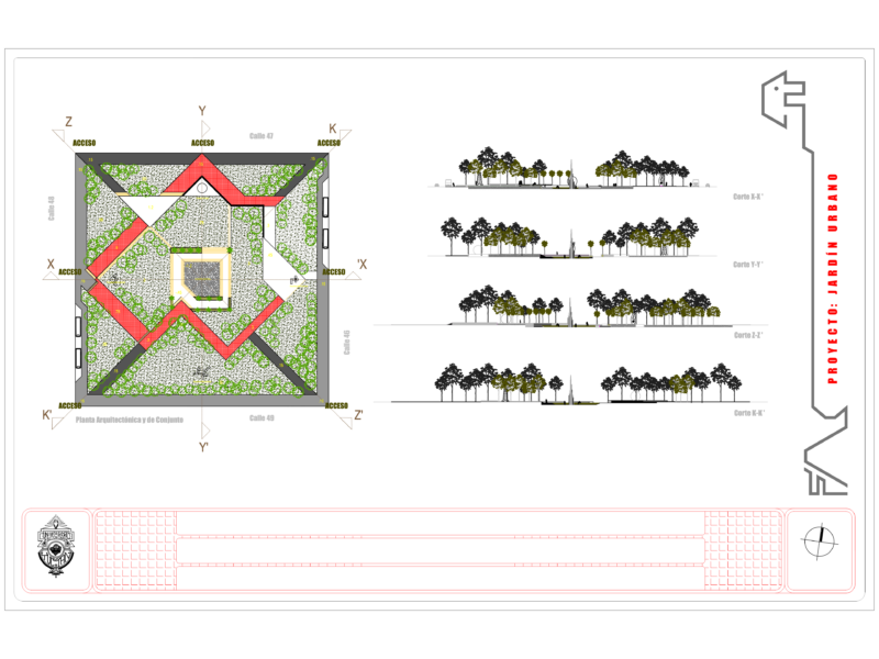 Urban Garden Square Plan and Section Details