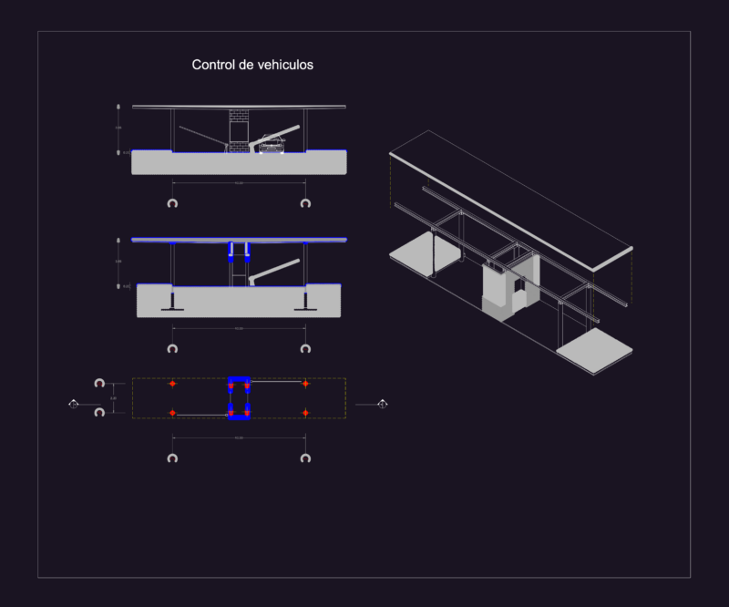 Vehicle Control Square Plan and Architectural Detail Drawing