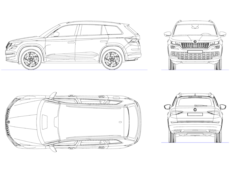 Skoda Kodiaq 2017 dwg block with plan and elevations