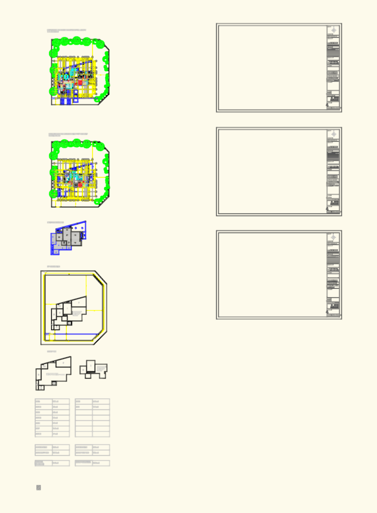 Architectural floor plan of a two-story house with green tree blocks and dimension lines in AutoCAD.