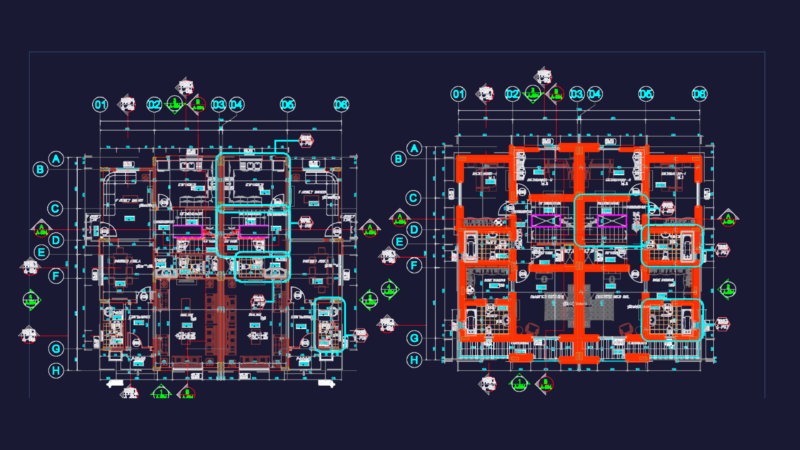 Residential Duplex Floor Plans D1 and D2