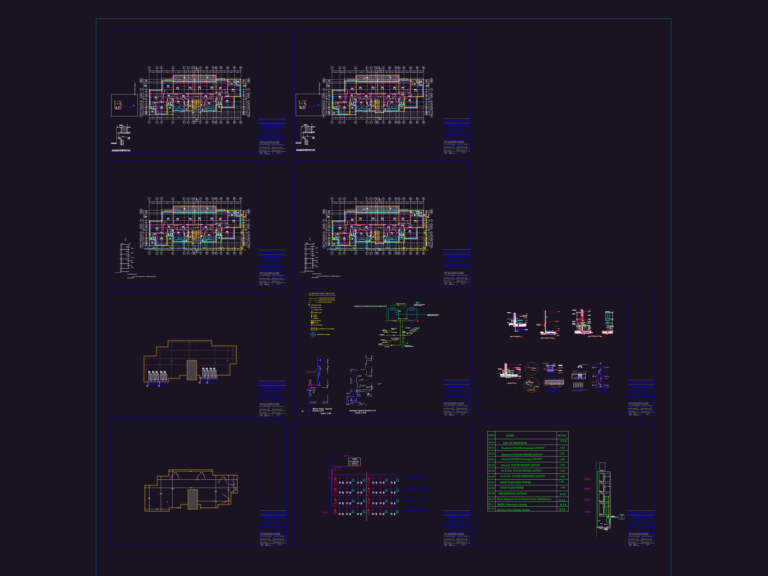 Sanitary plumbing details showing fixture installations, drainage sections, and water supply layouts.