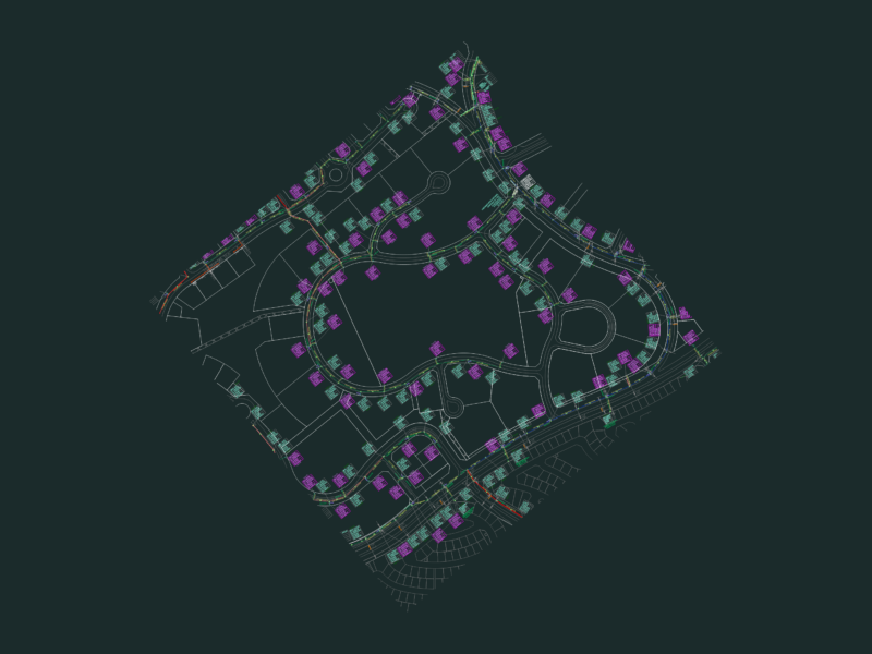 Sewerage Layout Plan CAD with Pipe Network