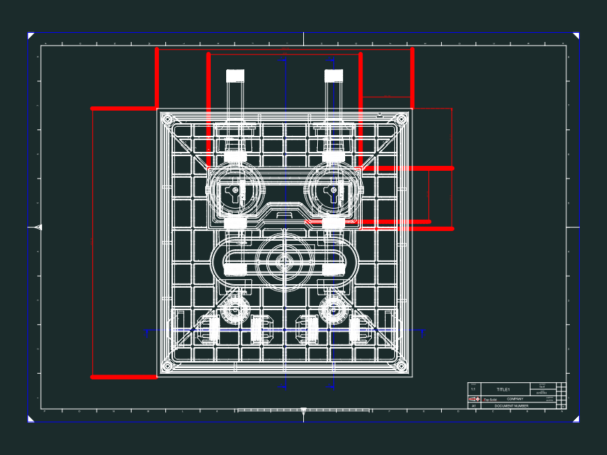 CAD drawing of a Top Solid sidewalk junction box with plan and section views.