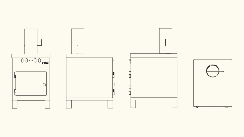 Wood Burning Stove Cabin Heater 2D DWG