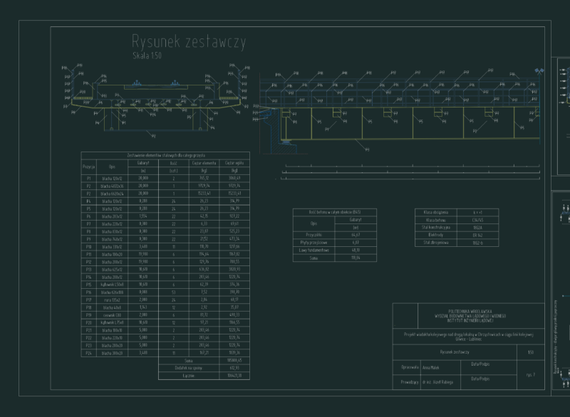 Wrocław Steel Railway Bridge Structural Sections and Plan