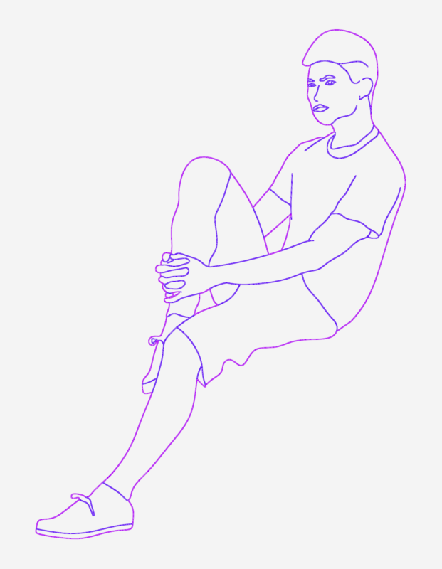 Young Man Sitting Casually Side Elevation View