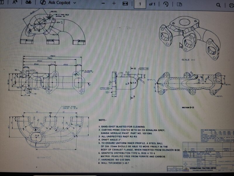 Exhaust manifold drawing it use to tector etc. PDF