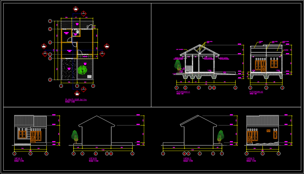 Modern Residential House Plan 6x11m | Complete AutoCAD DWG