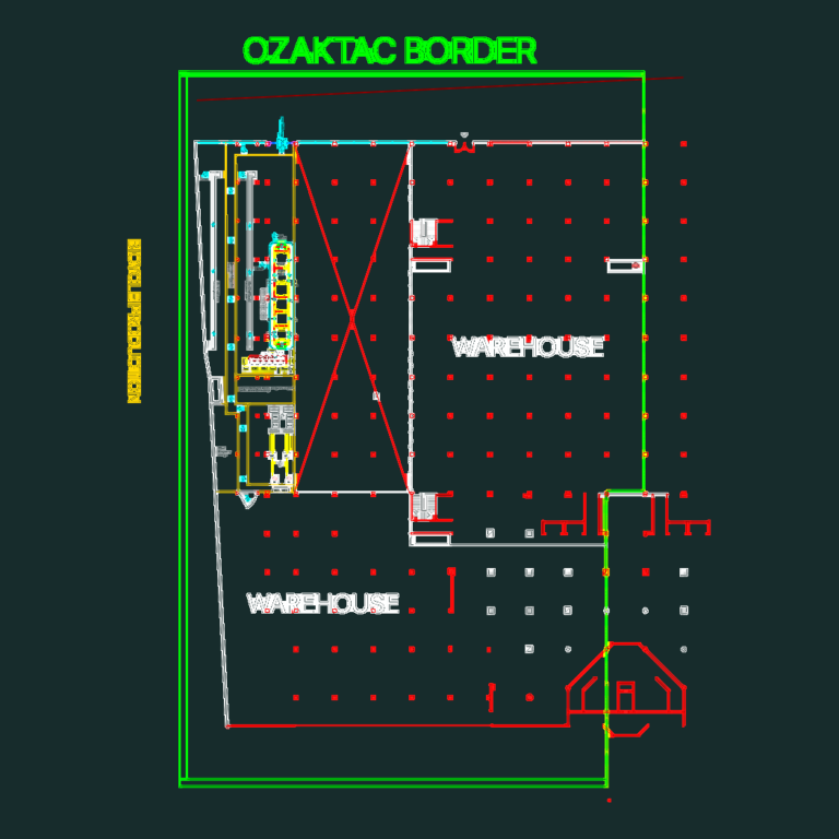 Industrial floor plan of a bicycle production facility including assembly lines and storage warehouse.
