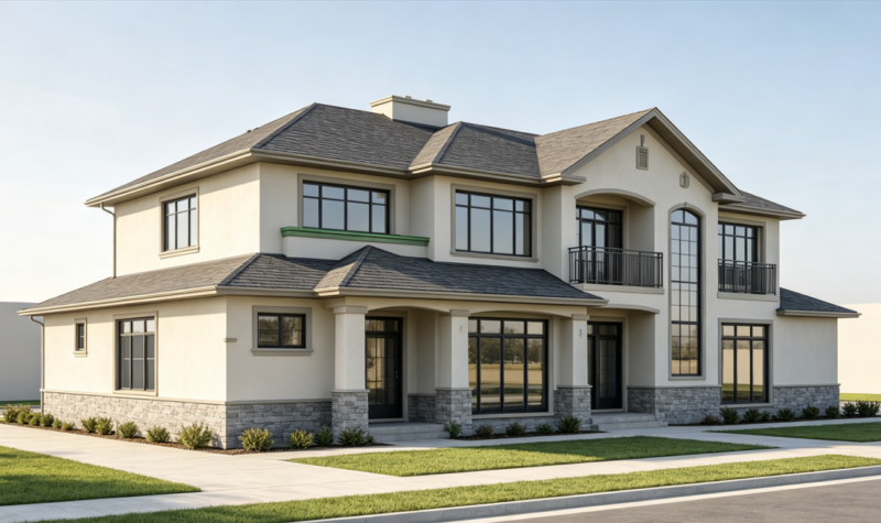 Two-story European Country Villa CAD Construction Drawings | Double Family Rural House Floor Plans, Elevations, Details