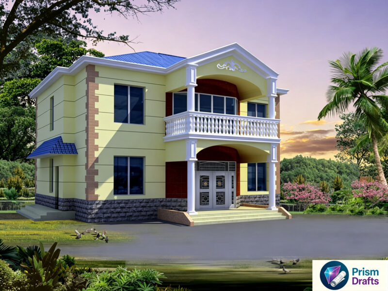 2‑Story Reinforced‑Concrete Villa Complete CAD Drawings, 160m² Floor Area, Multi‑Bedroom Large Balcony House Plans for Rural Build