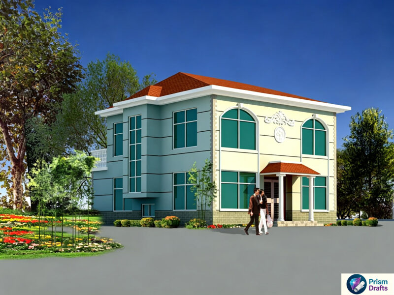 2‑Story European‑Style Country Villa CAD Drawings, Complete Building Plans for Rural Self‑Built House with Arched Windows