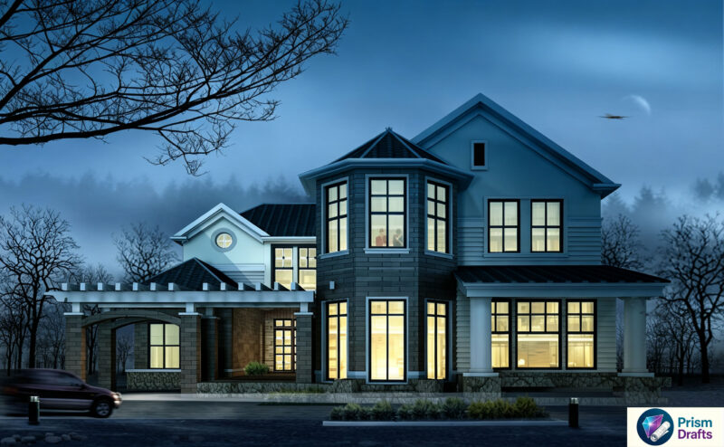 Complete 2‑Story American Style Villa CAD Drawings, Full Set of Architectural Plans, Elevations, Sections, Trellis & Stair Details
