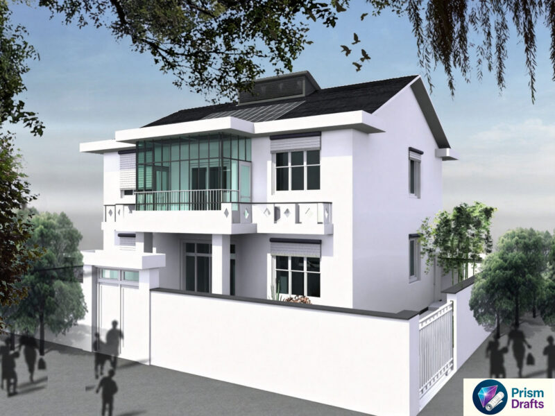 Chinese‑Style Two‑Story Rural House Complete CAD Drawings | 110㎡ Lot, Farm Tool Room & Sunroom for Countryside Construction