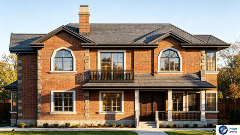 2‑Story Brick Villa Complete CAD Construction Drawings | Total Area 253.61㎡ Country House Plans With Garage, Floor Plans & Building Elevation Drawings