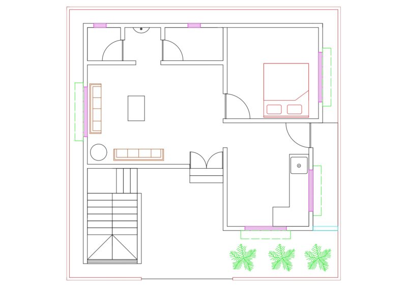 1BHK Bunglow Floor plan.