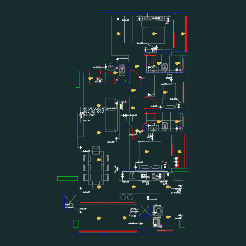 120.17 sqm apartment floor plan with electrical layout