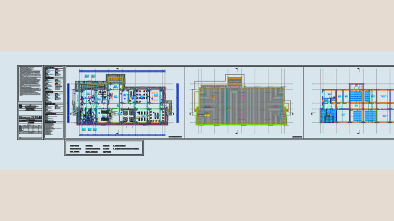 Architectural plans and elevations for a youth center building