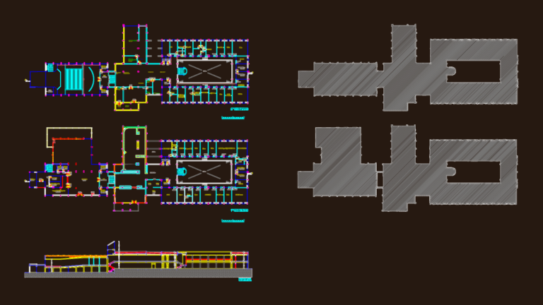 Architectural floor plans and cross-section for the Unitec university incubator building.
