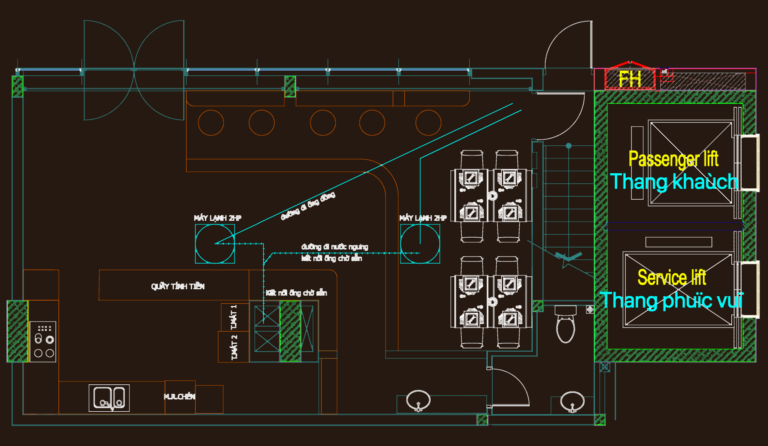 CAD layout showing transformer room, electrical distribution, and septic tank drainage plans for a commercial building.